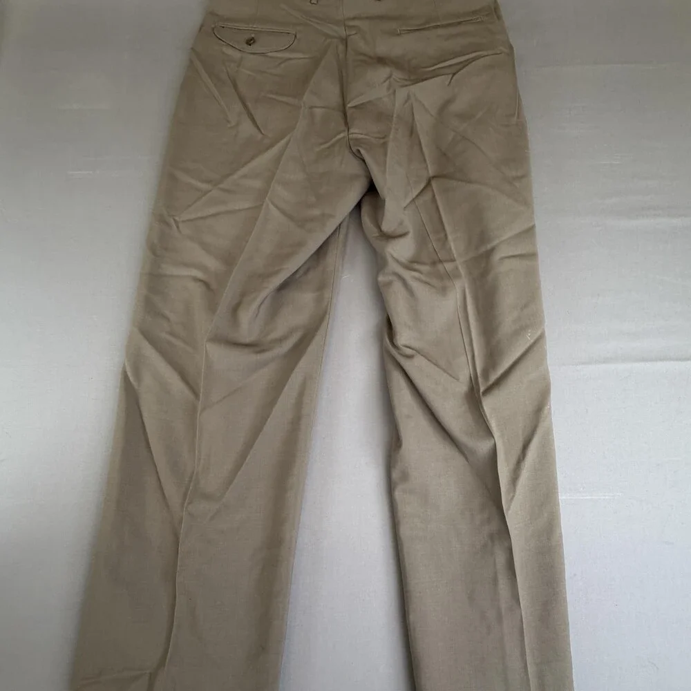 Evan-Picone Dress Pants Mens 35x29 Beige Wool Pleated Classic Fit Office Wear